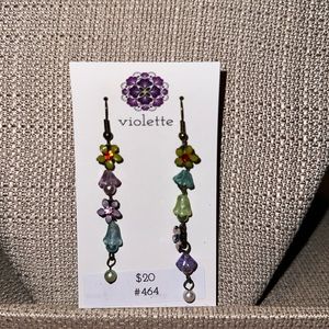 Unique Vintage Beaded Asymmetrical Earrings #464 Handmade by Violette Grace